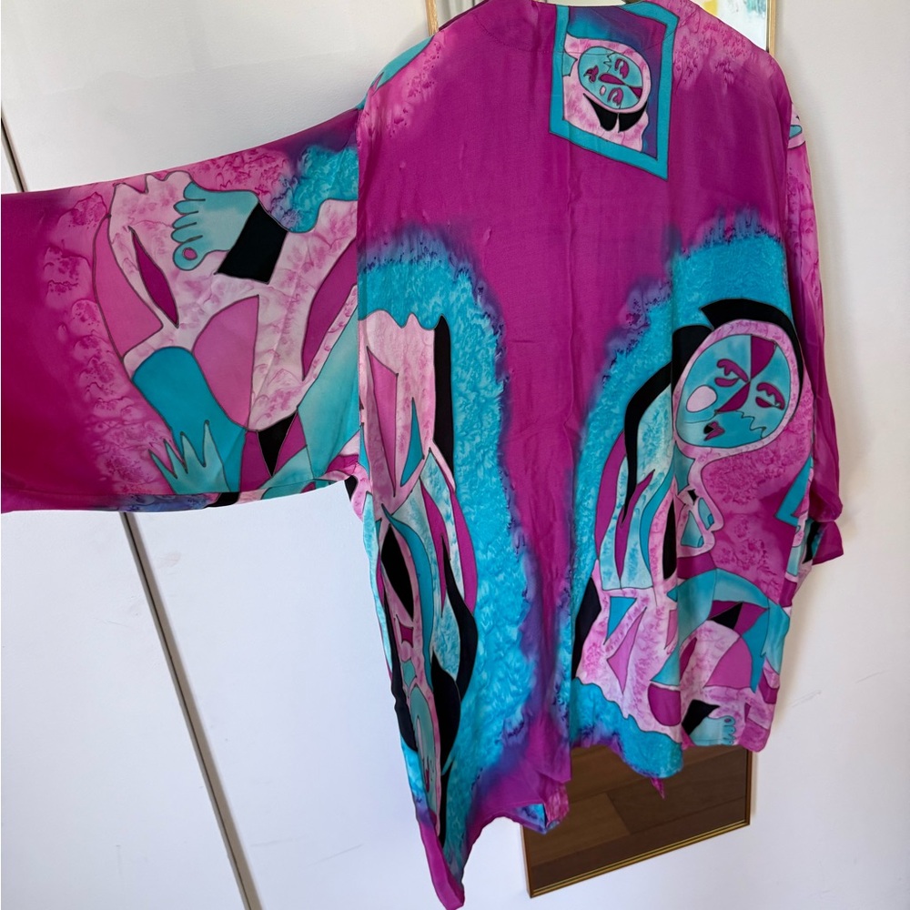 Vintage hand painted silk robe